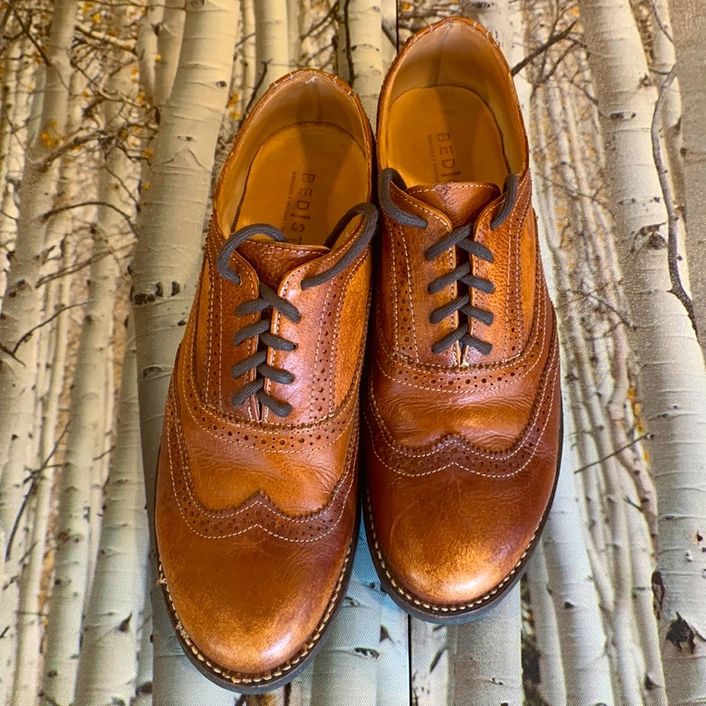 Bed Stu Lita Leather Wingtip Oxfords; Tan Driftwood size 8.5
